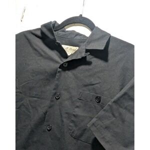 Vtg St Patrick Linen Rayon Blend Camp Shirt Mens Large L Loop Collar Pocket 90s
